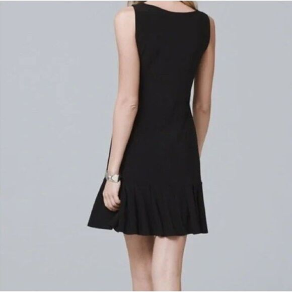 WHBM Embroidered Neckline Pleated Hem V-Neck Black Tank Dress Size 1X - Picture 2 of 12